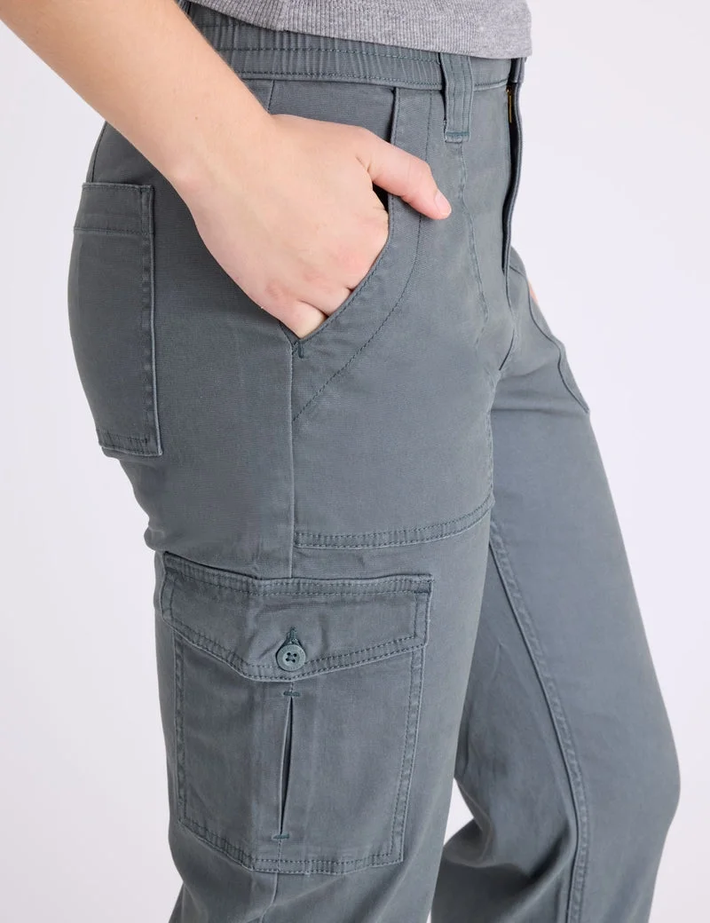 Женские брюки U.S. Polo Assn. High Rise Cargo Straight, сине-зеленый — фото 3