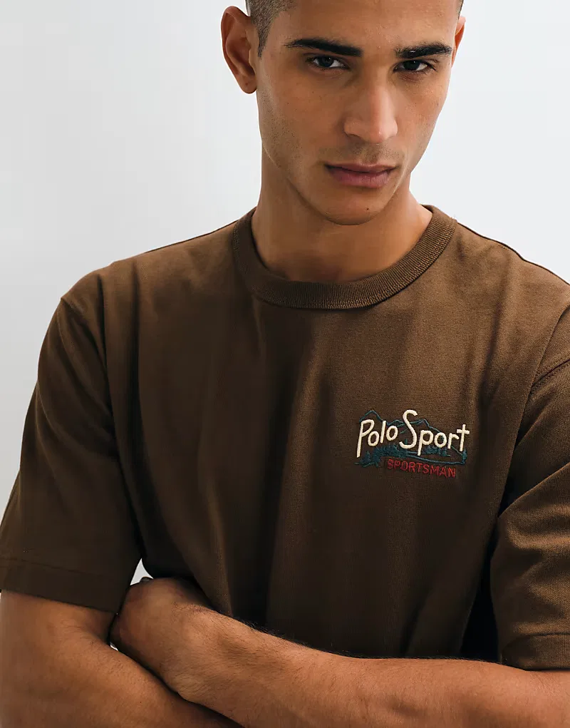 Футболка Polo Ralph Lauren Sport свободного кроя, коричневый — фото 2