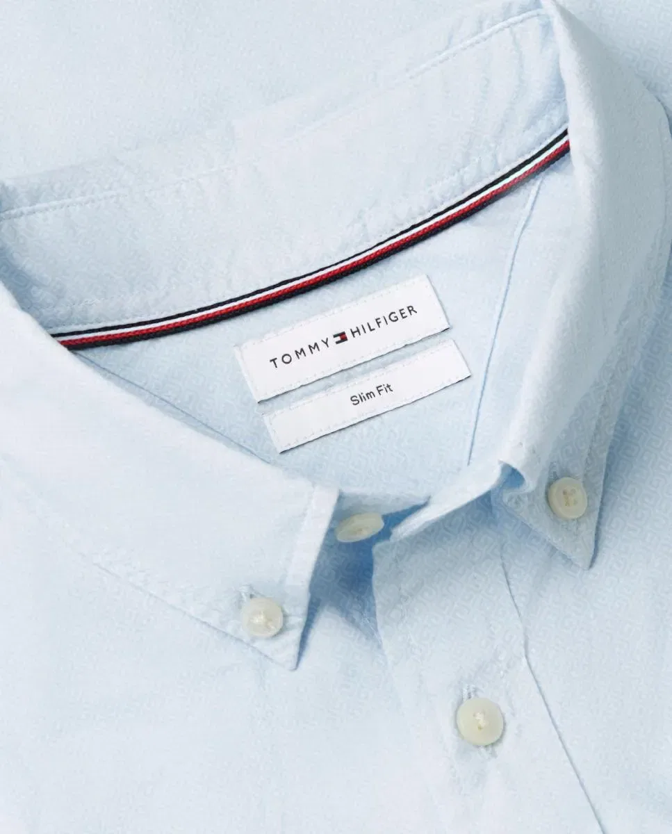 Мужская рубашка из поплина с принтом Tommy Hilfiger, Azul Celeste — фото 4