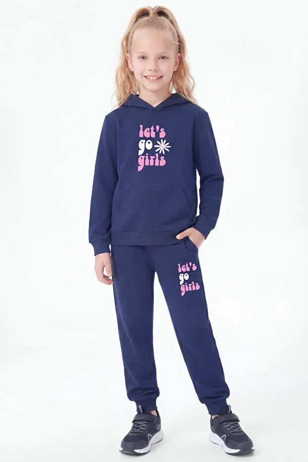 Детский комплект спортивных костюмов для девочек с принтом Panios Kids, Black-Grey-Navy Blue — фото 4