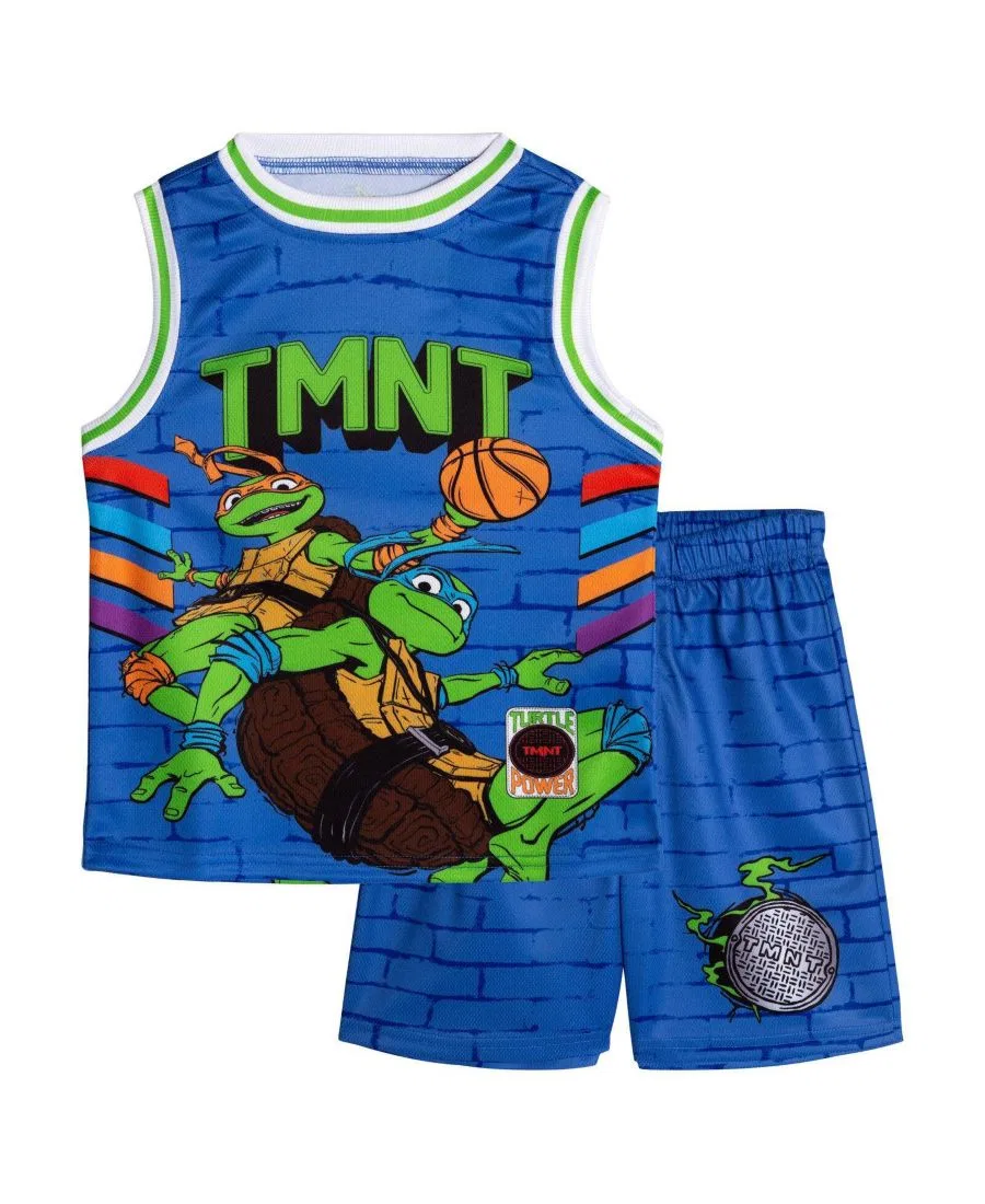 Спортивный комплект из топа без рукавов и шорт с принтом Teenage Mutant Ninja Turtles, Leo And Mikey Blue