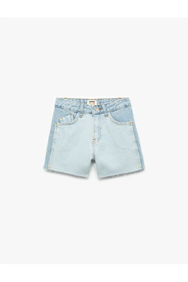 Детские джинсовые шорты для девочек с бахромой Koton, Light Blue