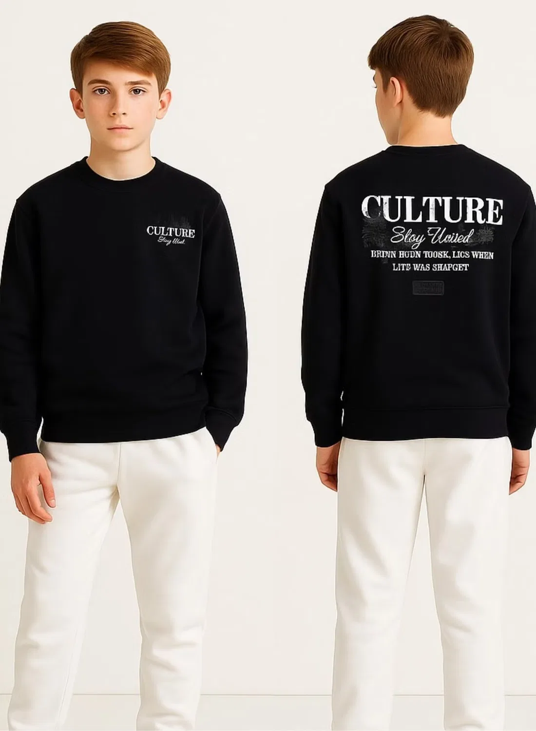 Свитшот с принтом Culture Stay United, Victor And Jane, черный