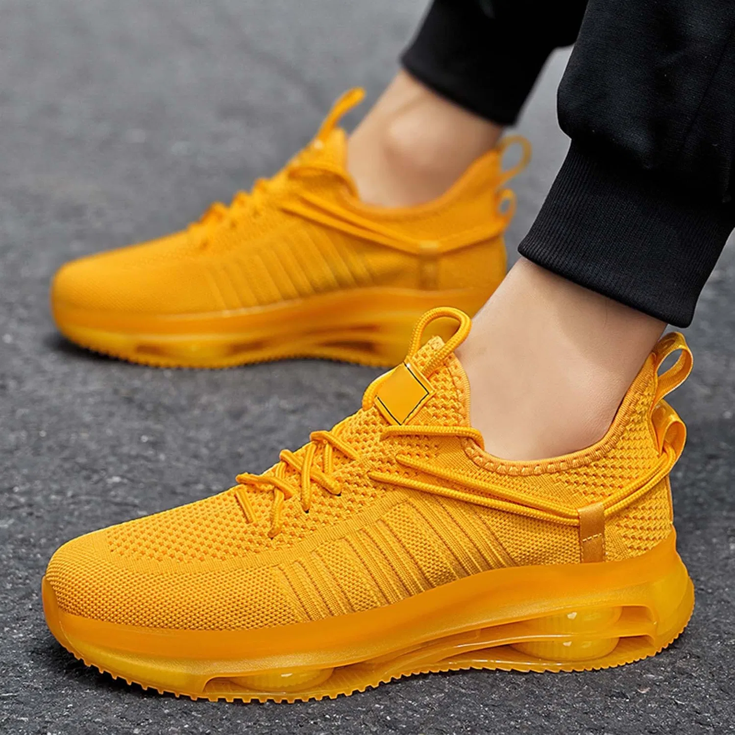 Детские кроссовки с сетчатым верхом Unisex Daily Wear Lightweight Sports, Yellow — фото 4