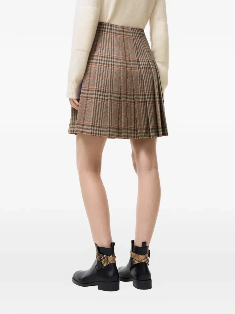 Шерстяной килт в клетку BURBERRY, бежевый — фото 3