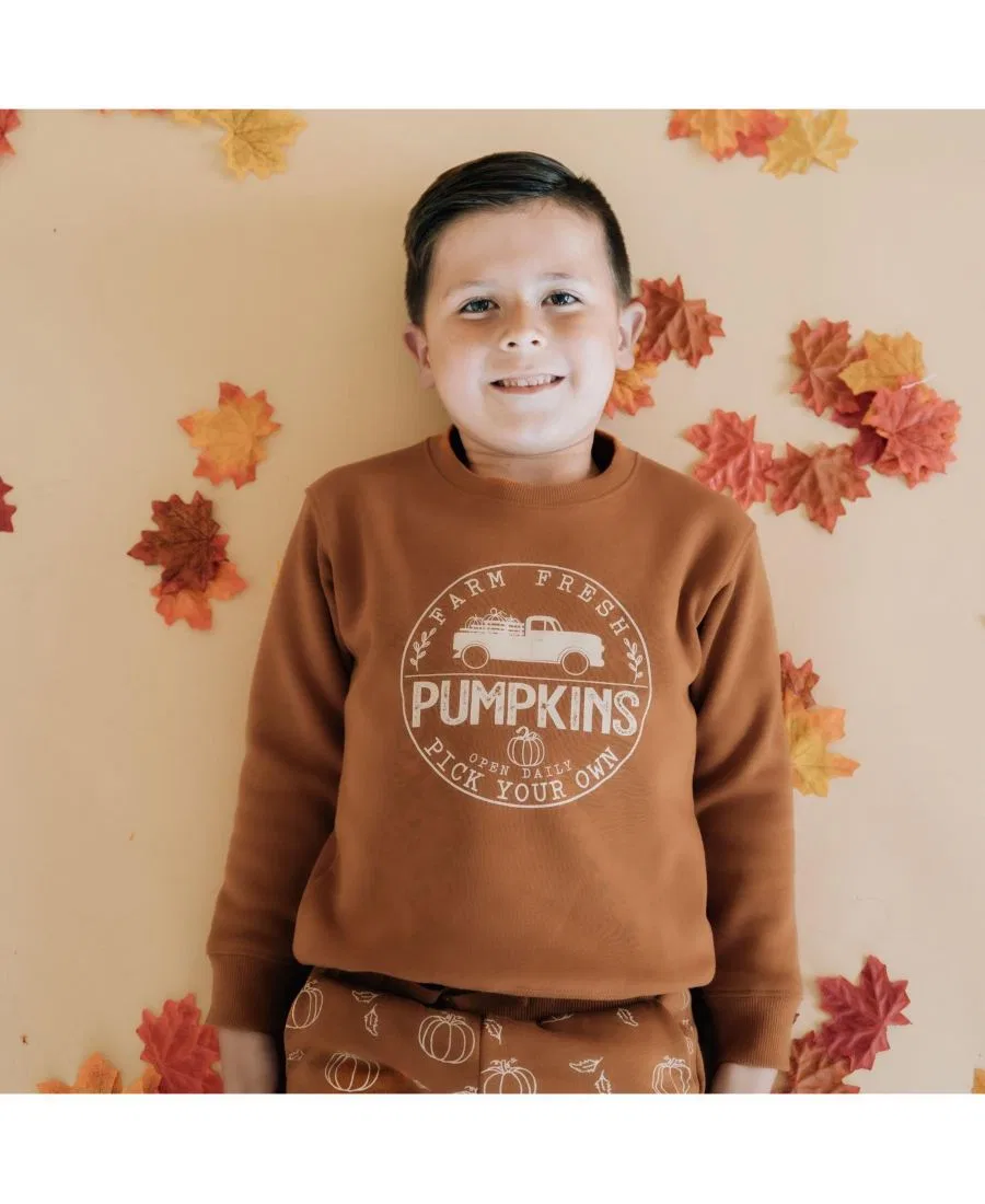 Свитшот с принтом Farm Fresh Pumpkins Sweet Wink, Burnt Orange — фото 4