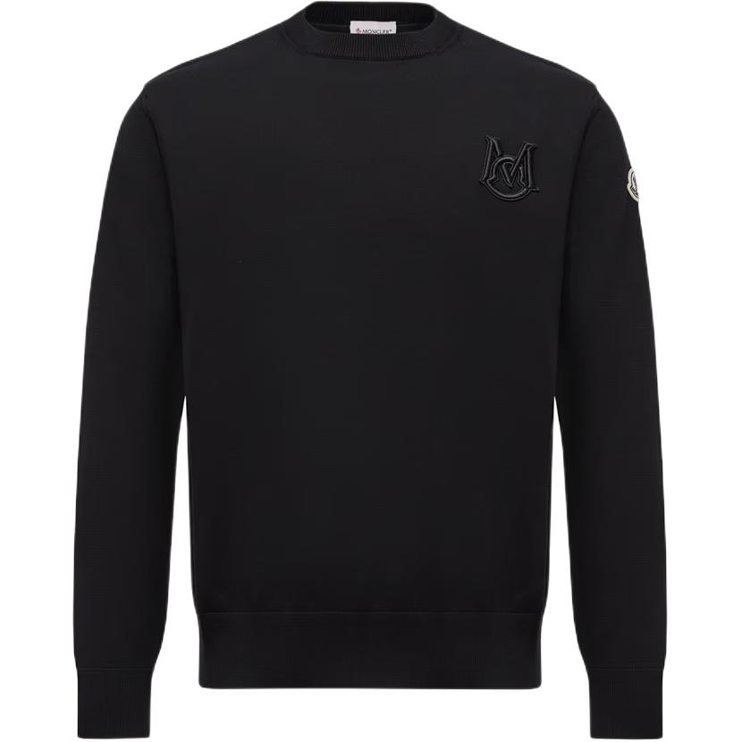 

Вышитый хлопковый свитер Moncler, черный