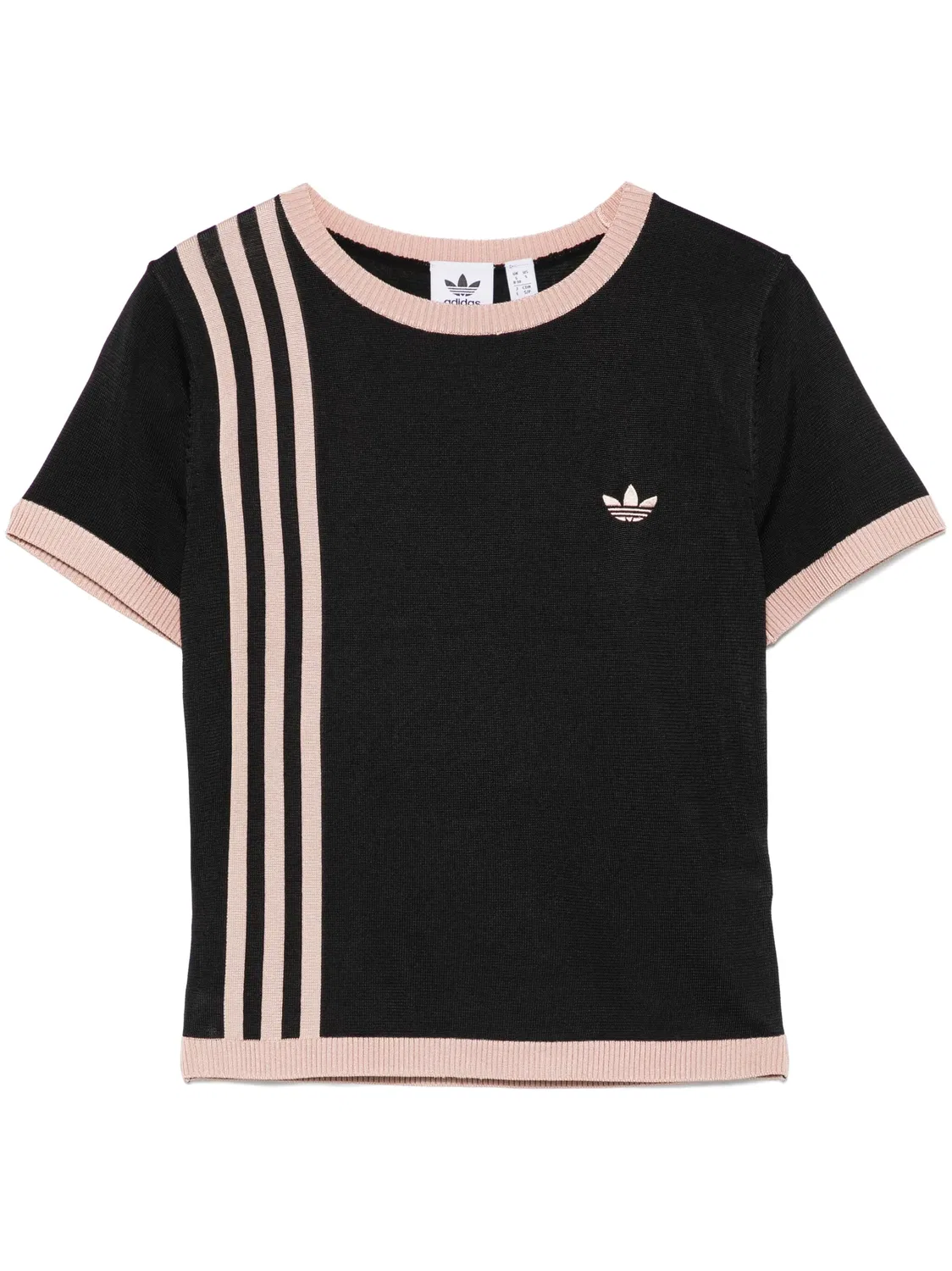 Вязаная футболка с 3 полосками Adidas, черный