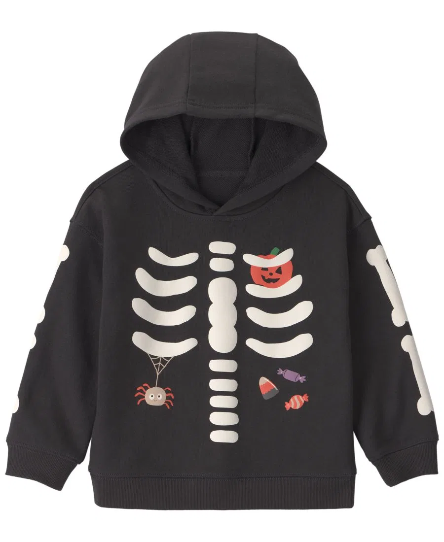 Детский худи с принтом скелета Skeleton Halloween Hoodie Carter's, Black/White