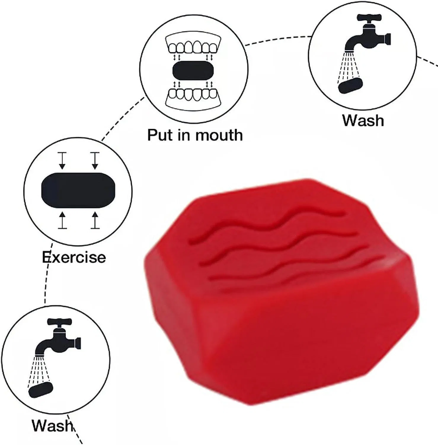 Тренажер для лица из силикона, набор 2 шт, 50 lbs, Medium Red Generisch — фото 4