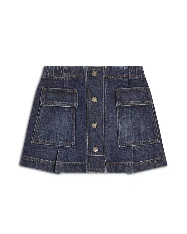 Детская джинсовая юбка для девочек с контрастной отстрочкой Dolce & Gabbana, Med Blue