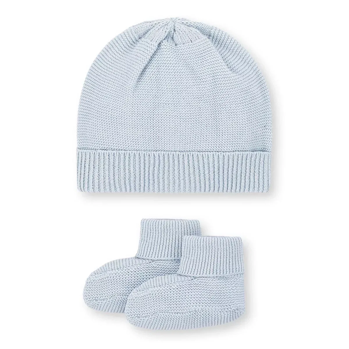 Детский комплект шапка и пинетки с принтом Cable Hope & Henry, Airy Blue Beanie Set