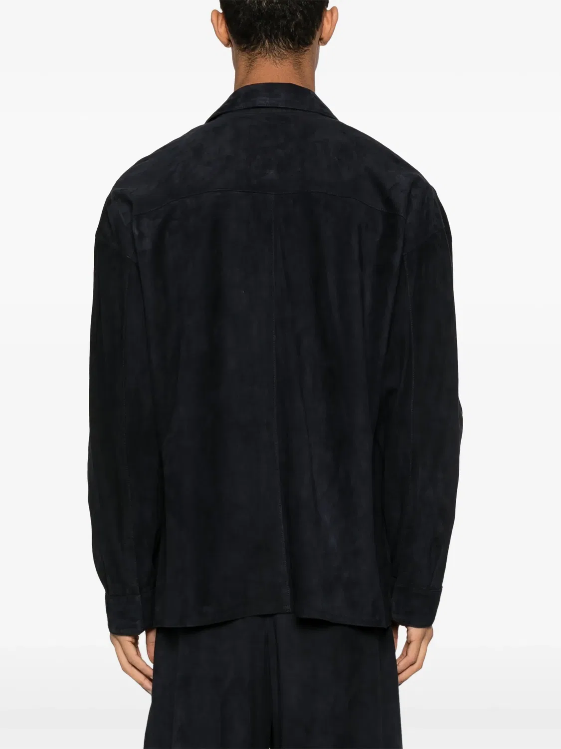 Emporio Armani Куртка-рубашка из замши в темно-синем цвете — фото 3