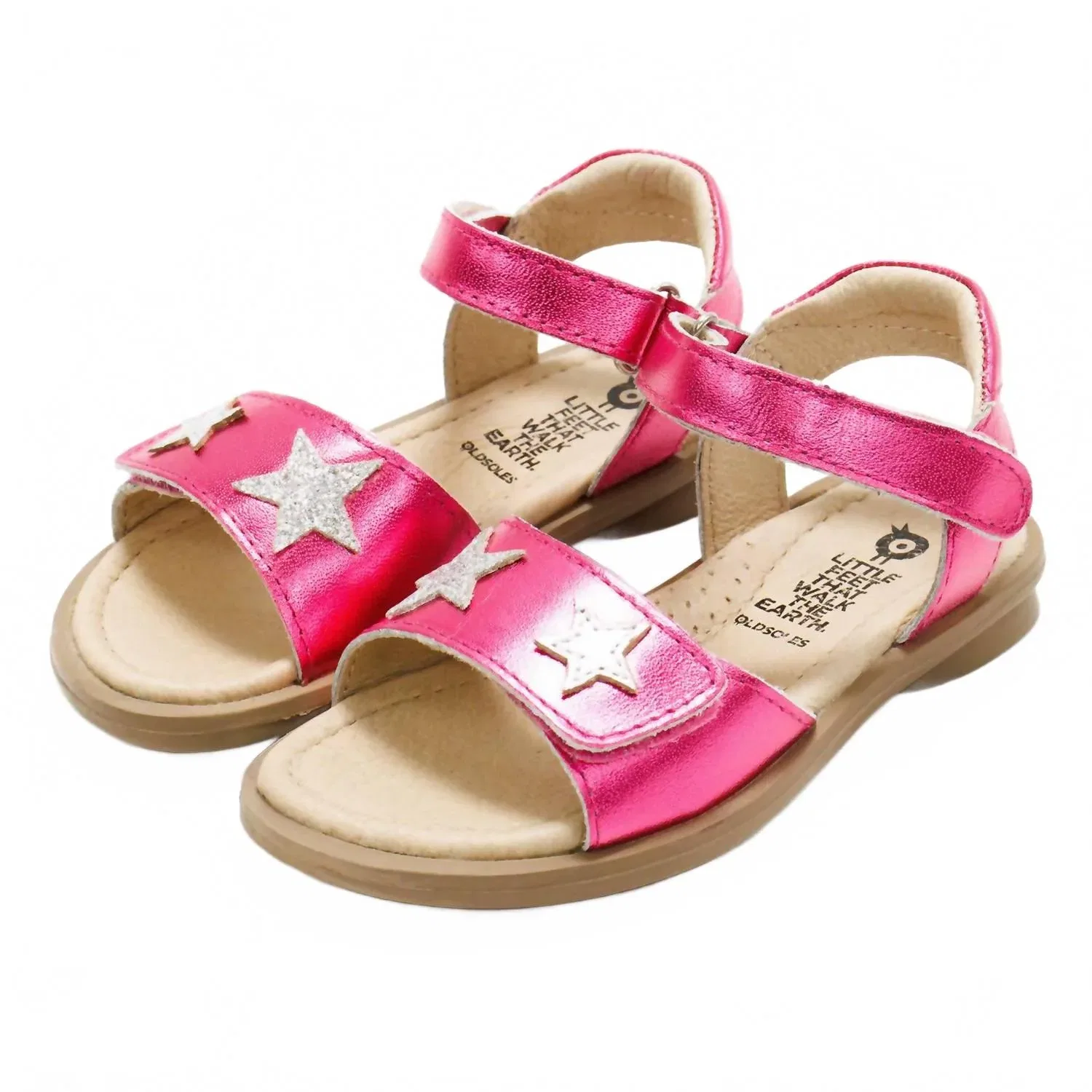 Детские сандалии для девочек на липучках Dazzle Old Soles, Fuchsia Foil — фото 2