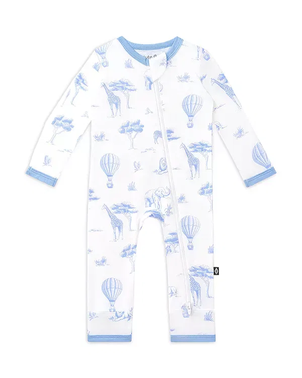 Детский комбинезон на молнии с принтом Unisex zippered coverall Kyte Baby, Toile Safari