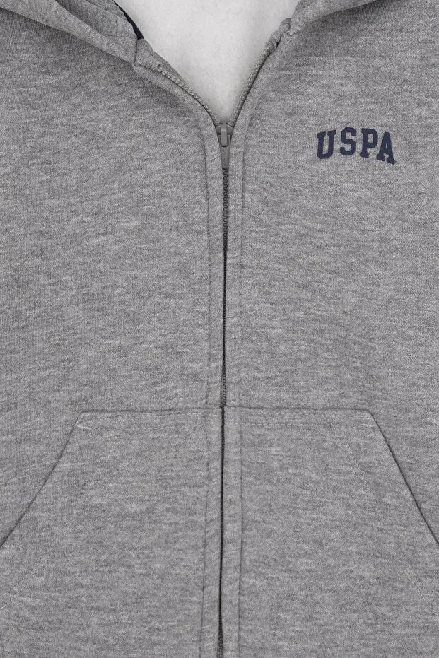 Мужской кардиган на молнии с капюшоном U.S. Polo Assn., Gray Melange — фото 4