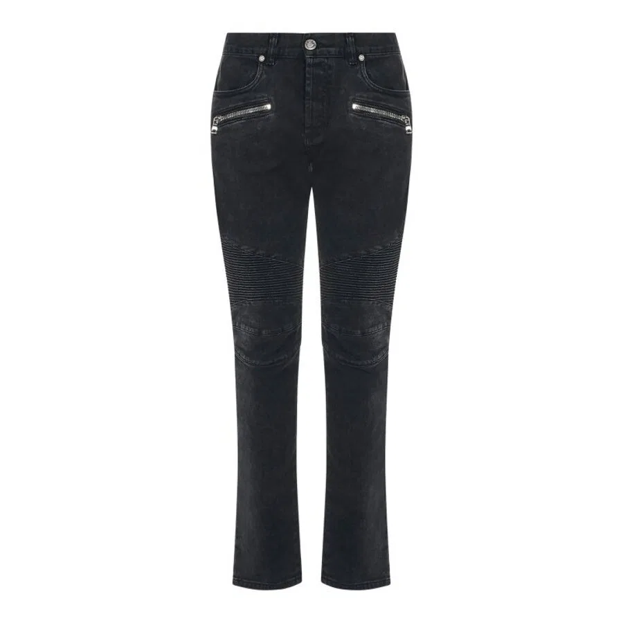 Джинсы с рифлеными вставками Balmain, Black