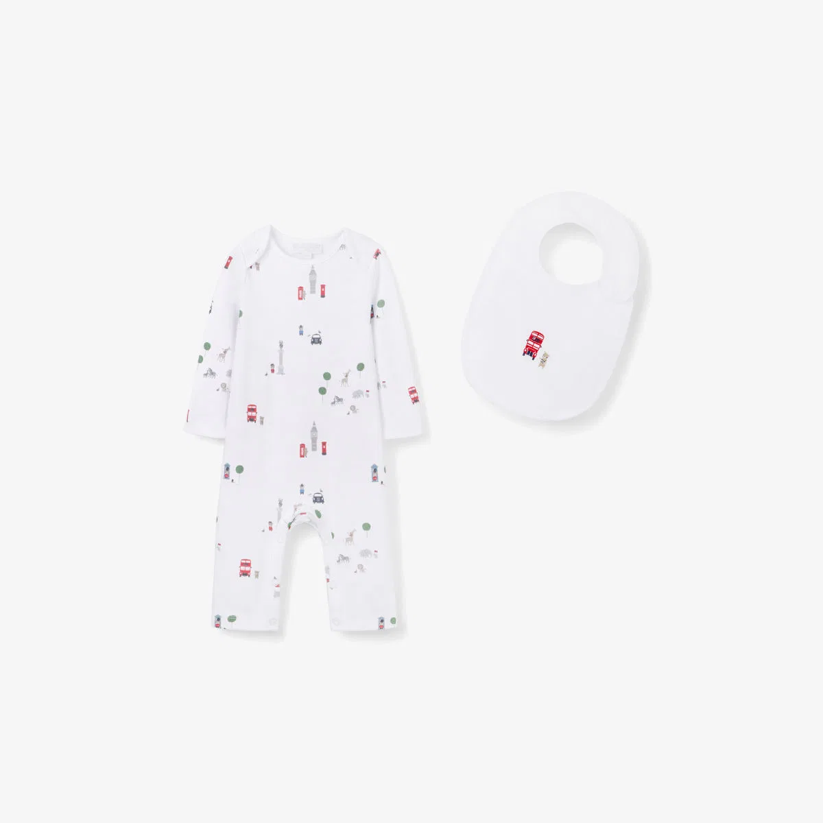 Хлопковый комбинезон с круглым вырезом и нагрудник (0-24 месяца) The Little White Company, белый