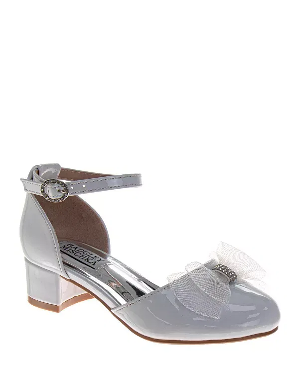 Детские сандалии для девочек с бантом Badgley Mischka, White Patent