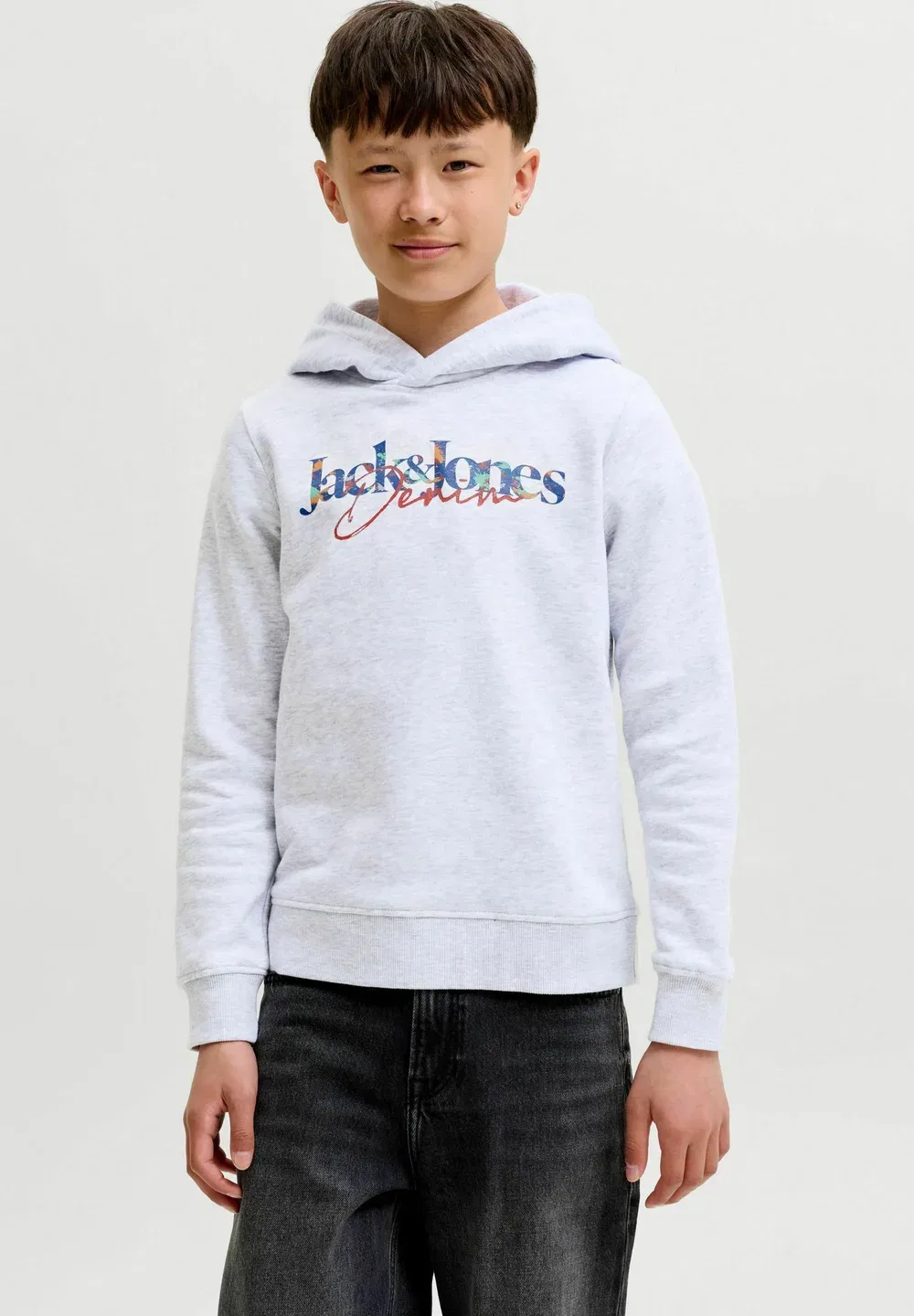 Толстовка с капюшоном Jack & Jones Junior, White Melange — фото 2