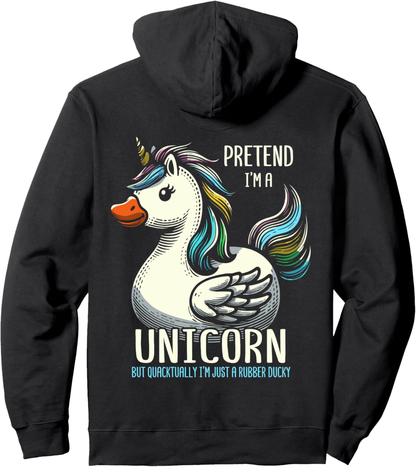 

Худи с изображением резиновой уточки-единорога Unicorn Rubber Ducky Exotic Rubber Duck, черный