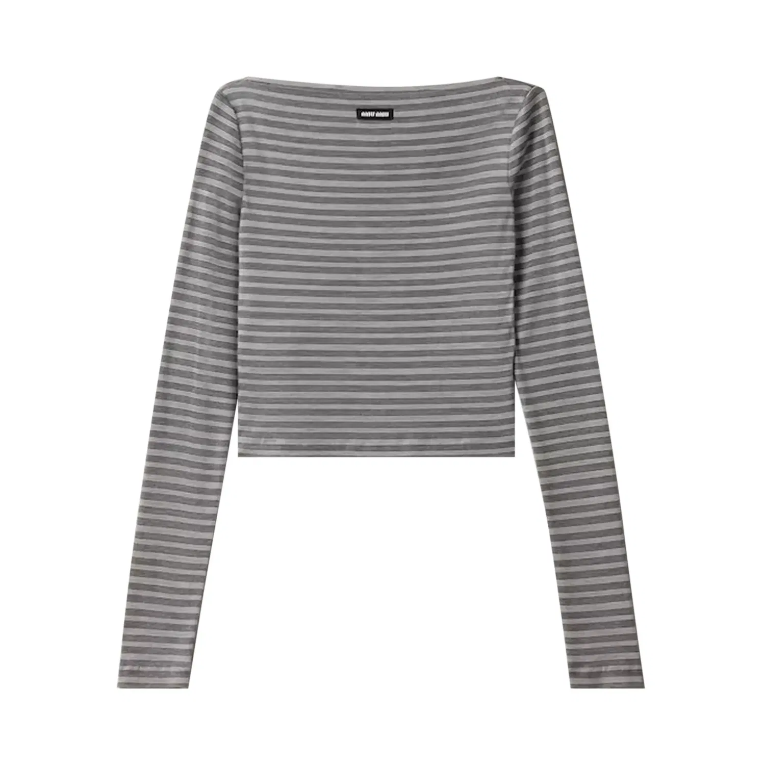 Топ Miu Miu Jersey Riga, Ardesia/Bianco