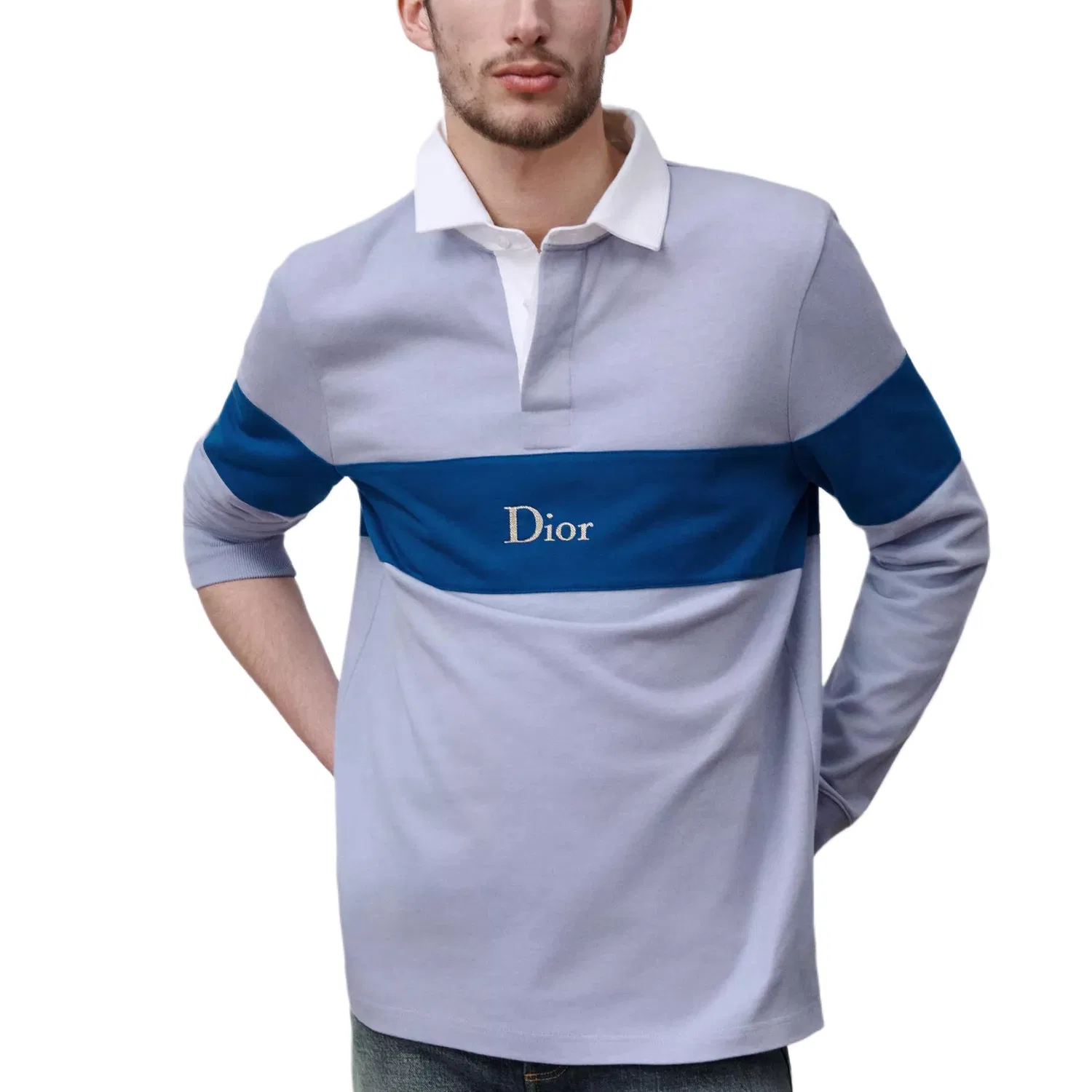 Мужская футболка-поло с воротником Moderate, DIOR, Blue — фото 3