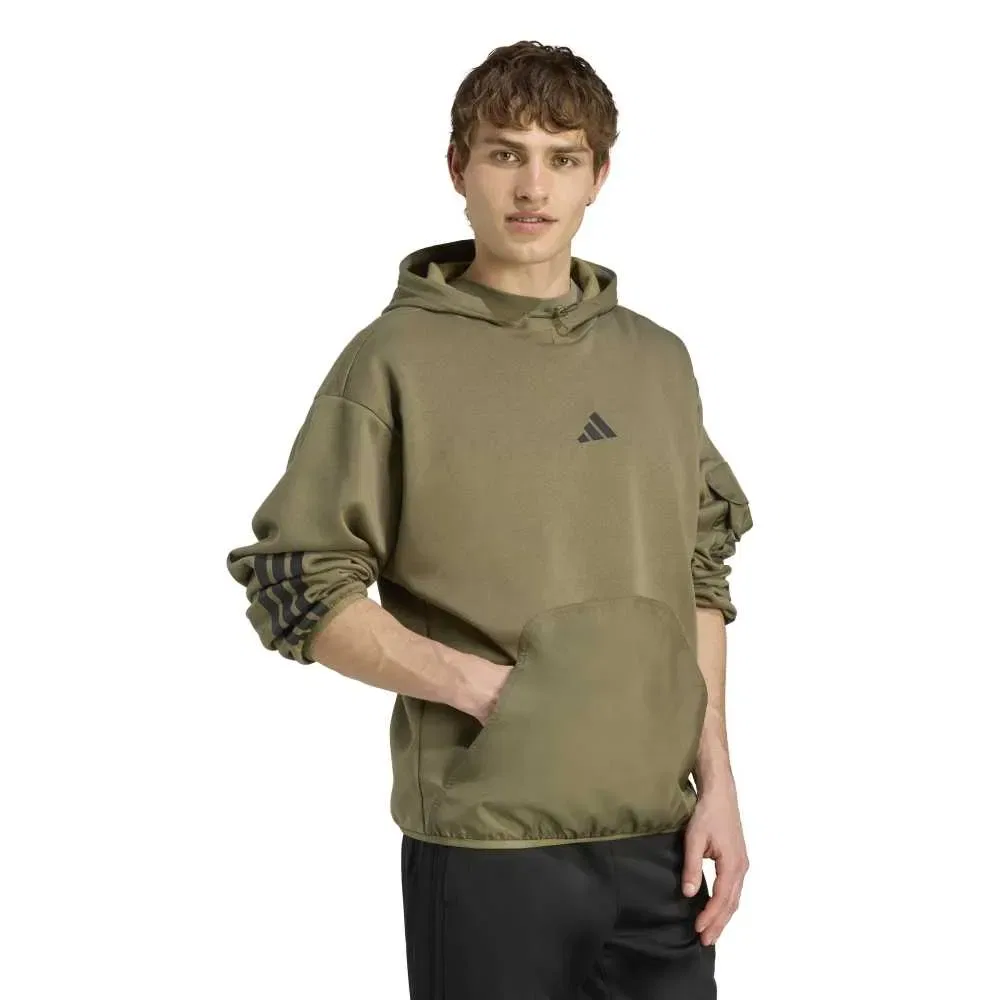 Мужской свитшот с капюшоном City Tech Utility Fleece Adidas, Green — фото 4