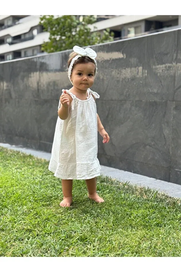 Детское муслиновое платье для девочек Babydia, White