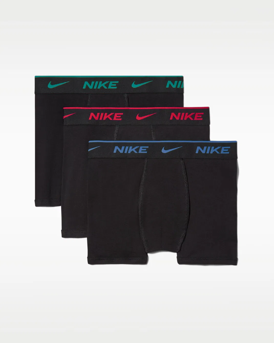 Детские хлопковые боксеры Dri-FIT с цветным поясом (комплект из 3 штук) Nike, University Red