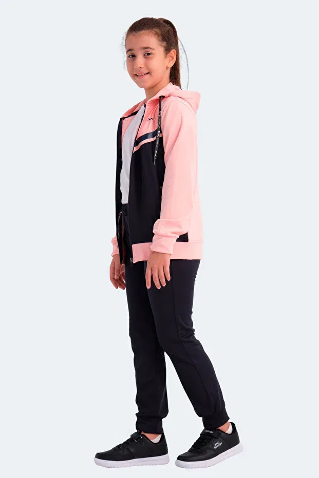 Детский спортивный костюм для девочек с длинным рукавом Slazenger, Navy Blue / Pink — фото 3