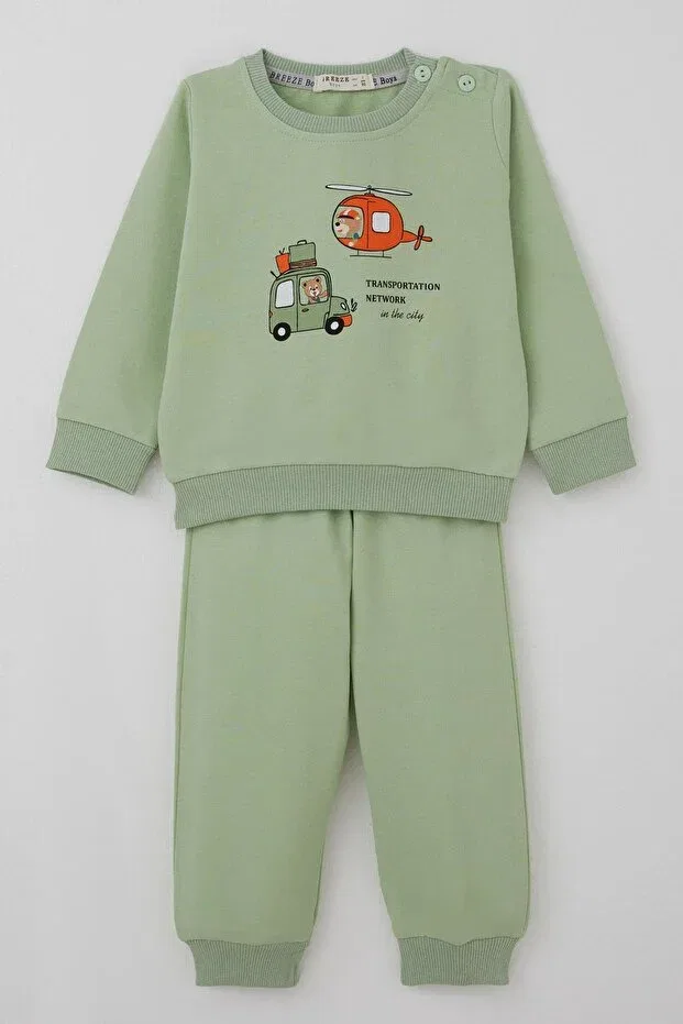 Детский спортивный комплект для мальчиков с принтом Sportswear Breeze, Pistachio Green