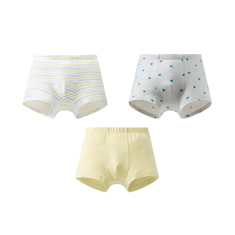 Детские трусы 3 шт. Banana In, Blue Green Triangle Yellow Blue Multicolor Stripes Feather Yellow