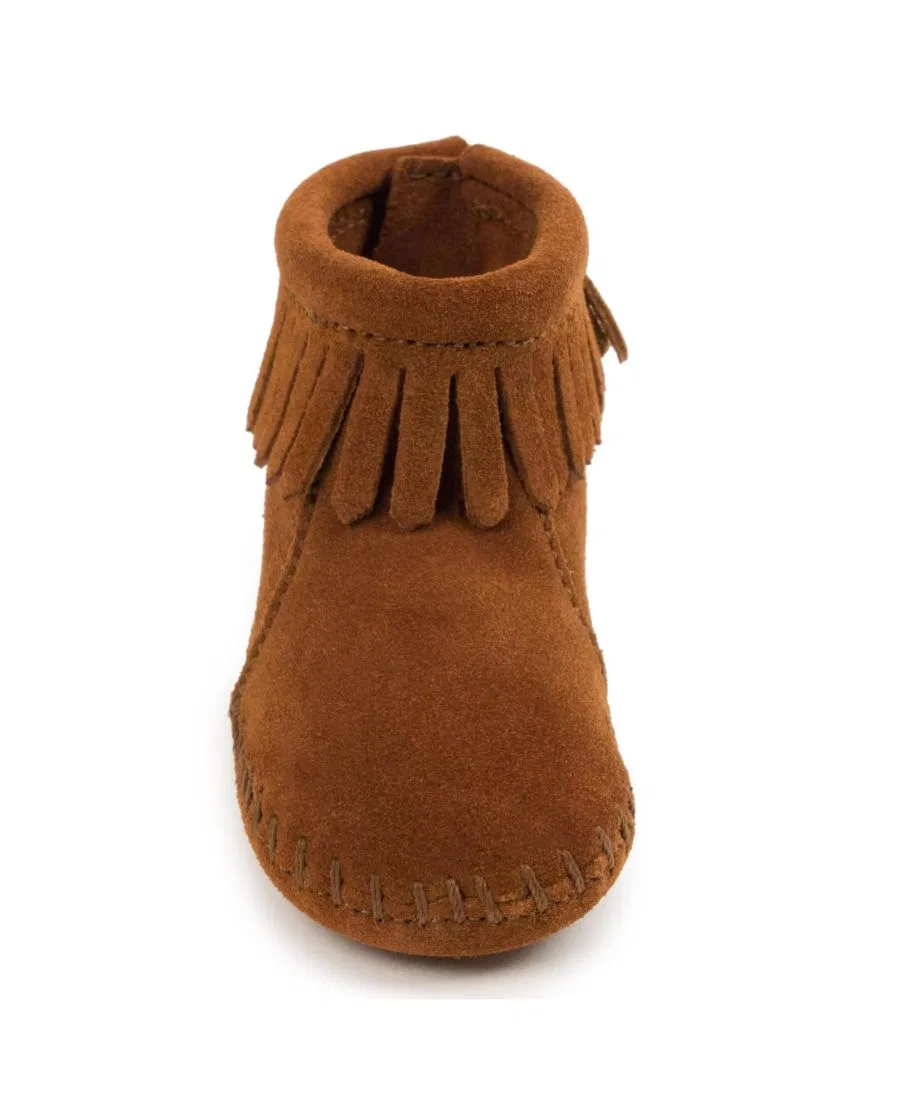 Мокасины-пинетки из замши с закрытой пяткой, Brown Minnetonka — фото 3