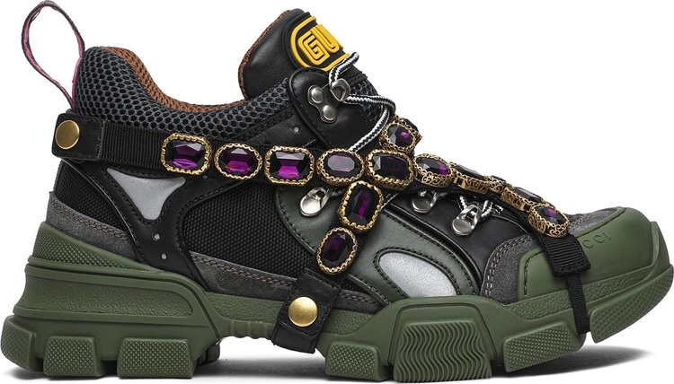 Кроссовки Gucci Wmns Flashtrek Crystals Green, зеленый