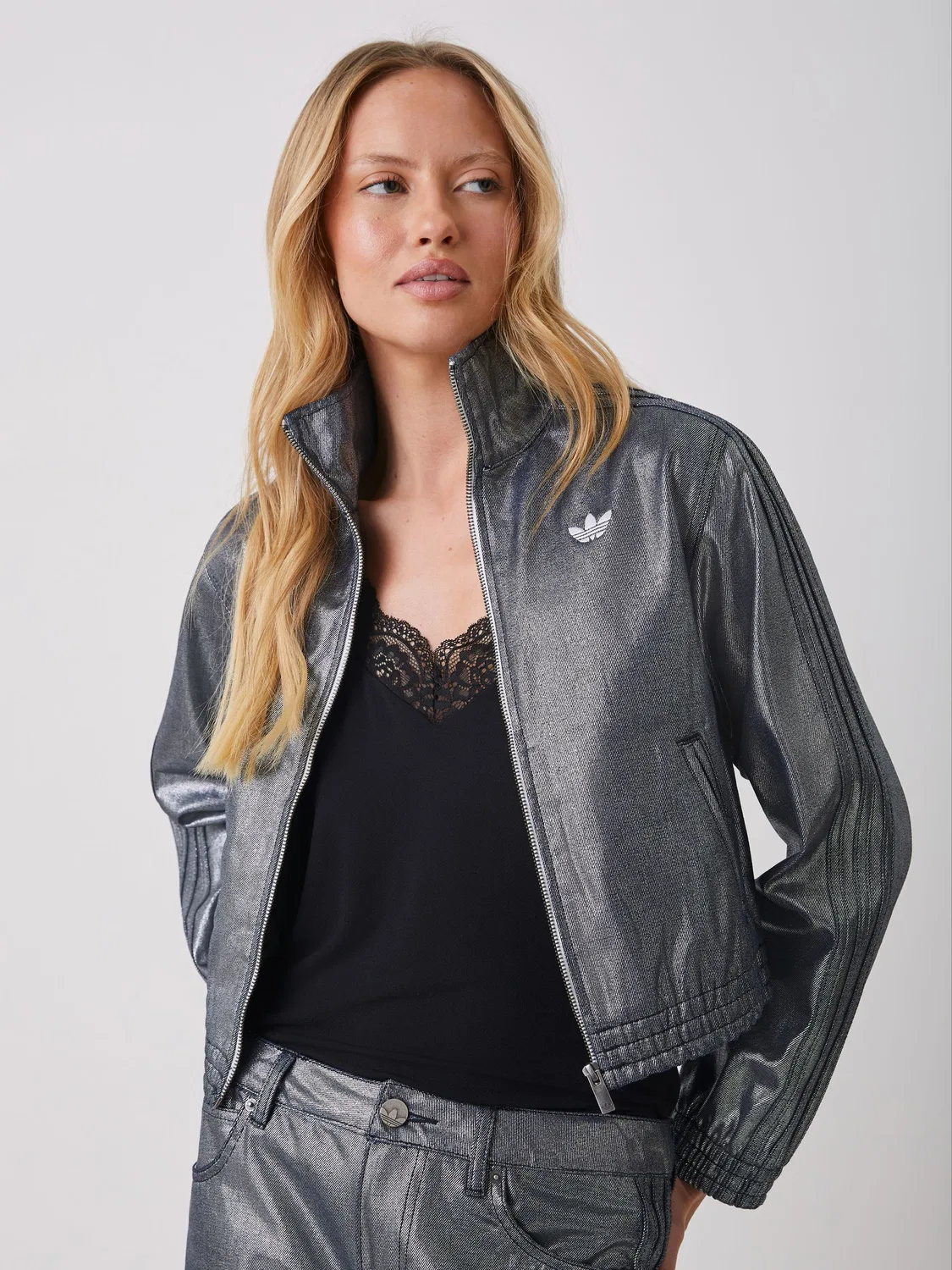 Толстовка Firebird Track Top Denim, adidas Originals, серый