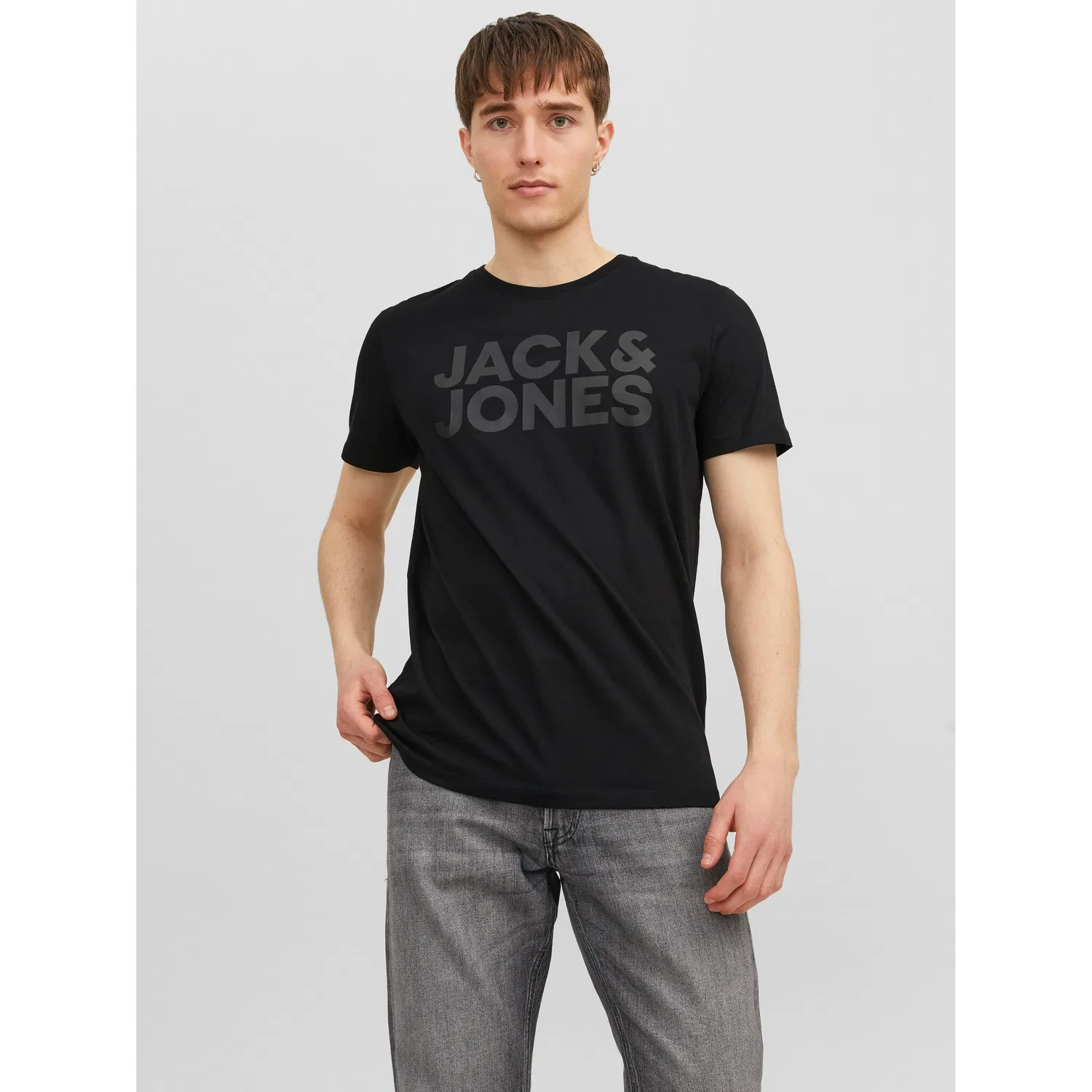 Детская хлопковая джерси футболка с принтом Jack & Jones, Black