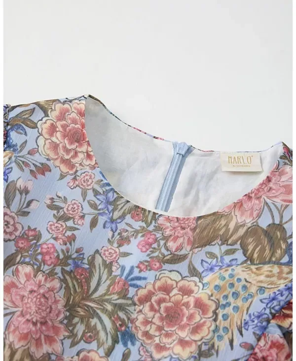 Детское платье для девочек с длинным рукавом Iliana Sleeve Mini Dress Marlo Kids, Floral — фото 3