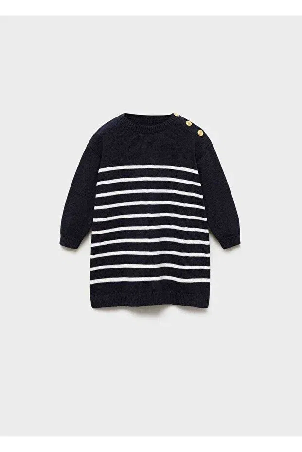Детское платье для девочек в полоску Mango Baby, Navy Blue — фото 3