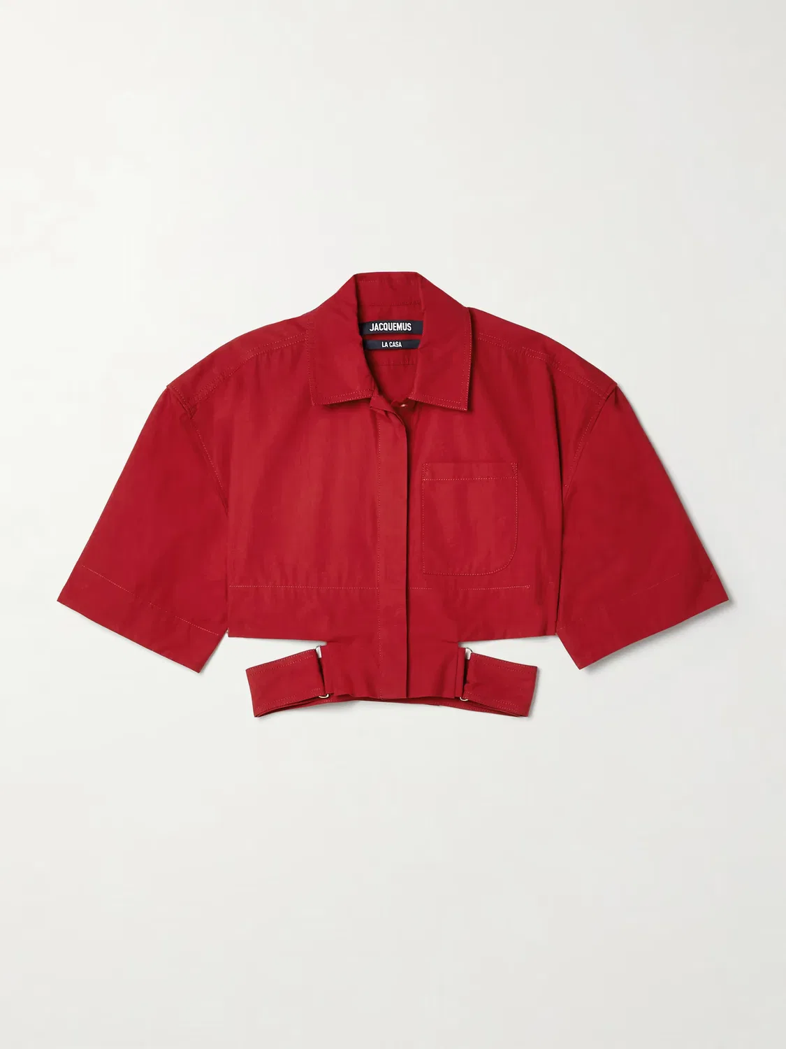 Укороченная рубашка Bari из хлопкового поплина с вырезами Jacquemus, красный