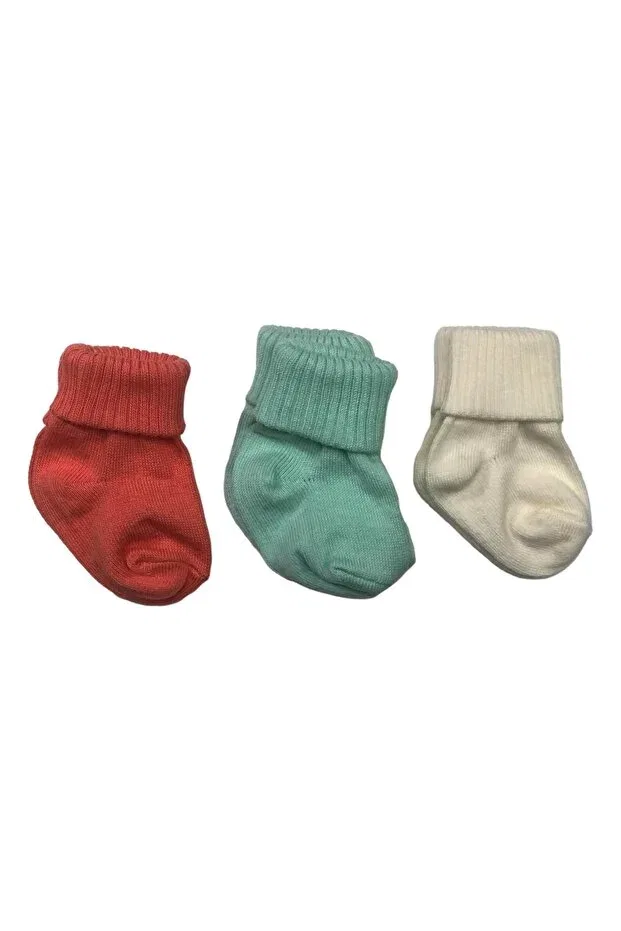 Детские носки для новорожденных хлопковые длинные Neocotton, Gülkuruu-Mint-Ecru — фото 3
