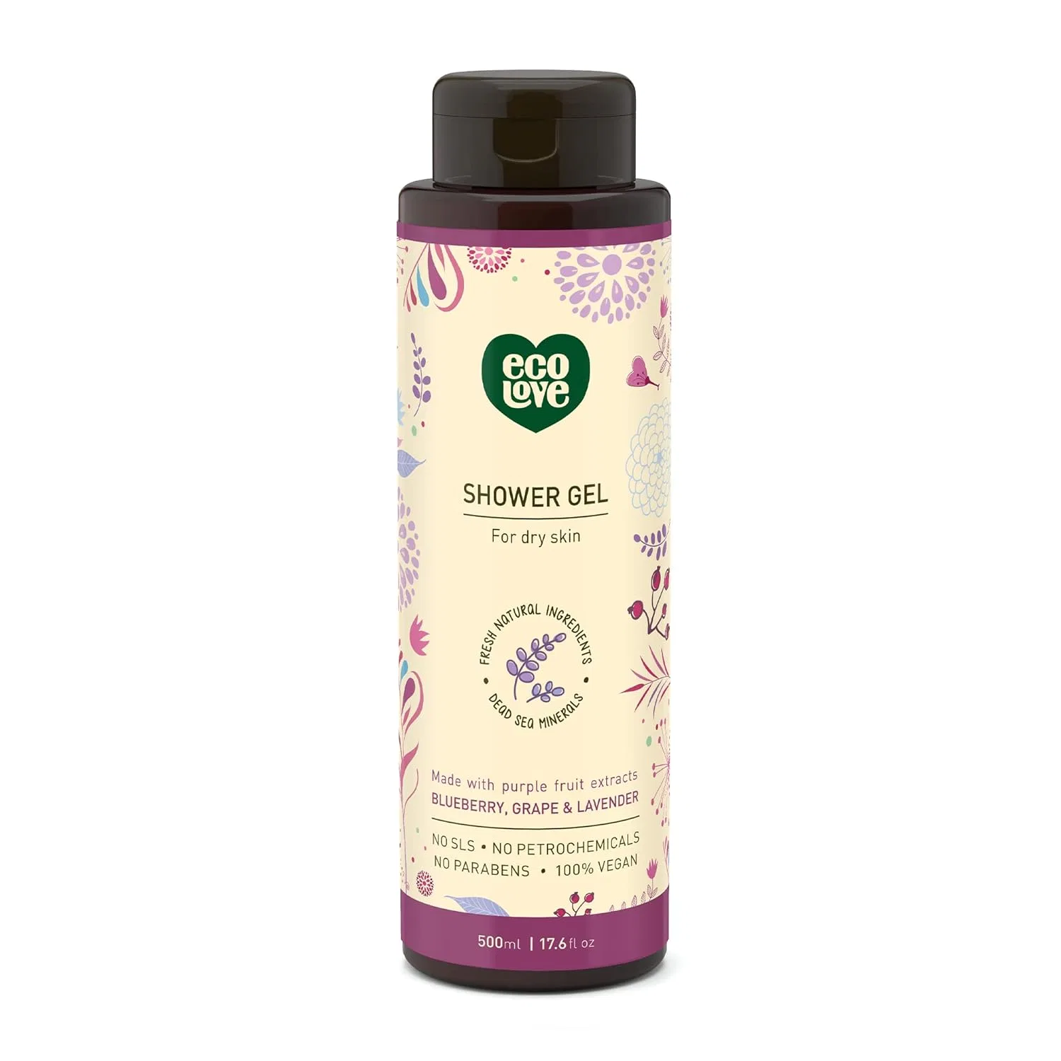 Гель для душа увлажняющий ecoLove, Organic Blueberry, Grape & Lavender, 17.6 oz