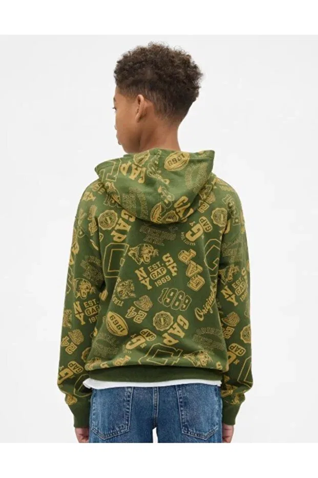 Детские свитшот для мальчиков с принтом Logo Gap Kids, Green — фото 3
