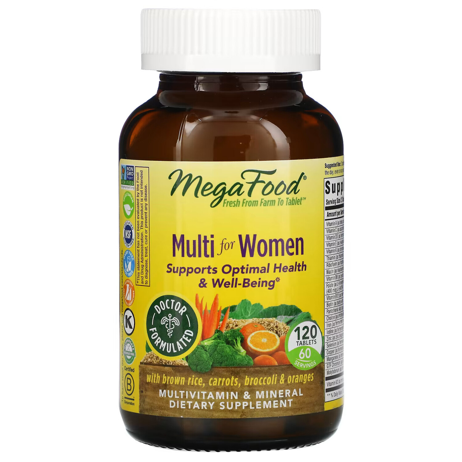 

MegaFood, Multi for Women, комплекс витаминов и микроэлементов для женщин, 120 таблеток