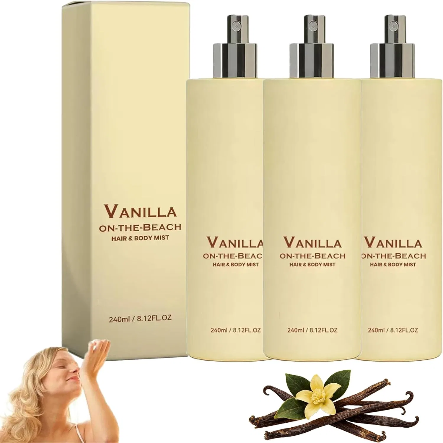 Душистый спрей для тела и волос Vanilla Beach, Sgjwyc, 240 мл, 3