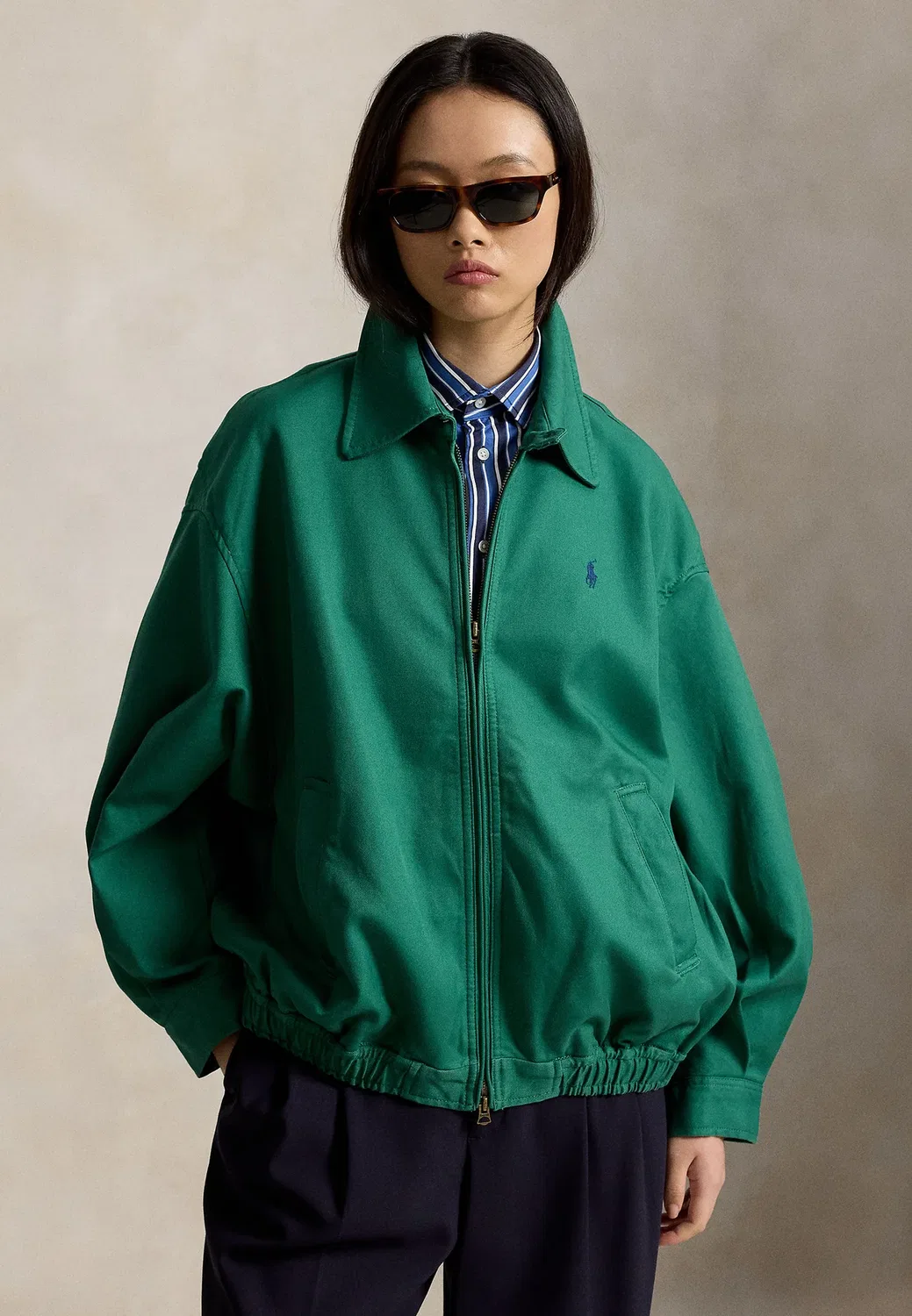 Свободная хлопковая ветровка - летняя куртка Polo Ralph Lauren, Bush Green