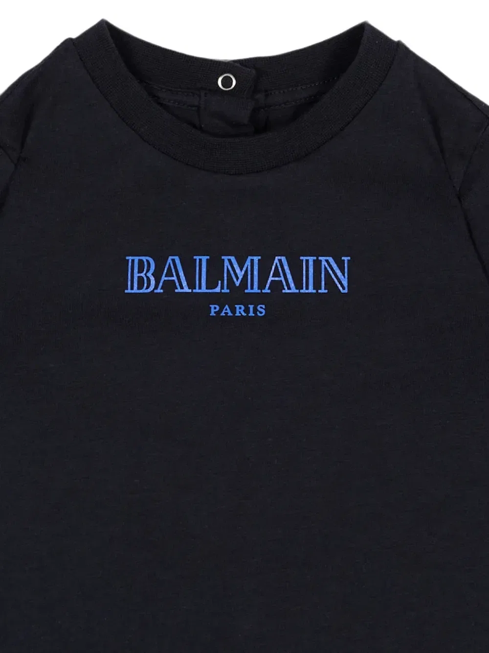 Футболка с логотипом на кнопках Balmain Kids, синий — фото 3