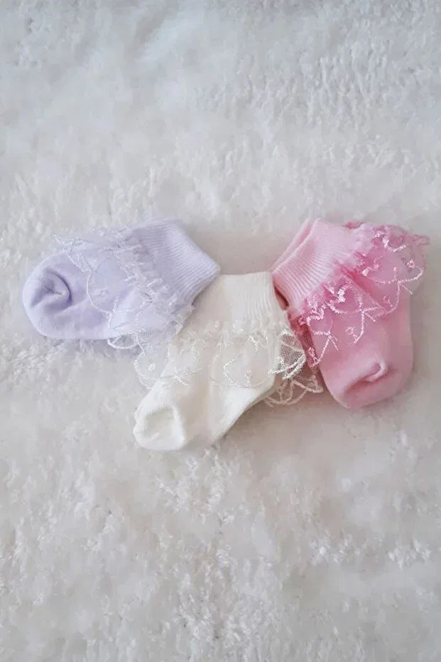 Детские носки для девочек с кружевом Babette Socks Hepsine Rakip, Pink — фото 3