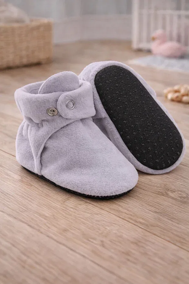 Детские тапочки для девочек хлопковые Organic cotton lined Pico Baby, Gray