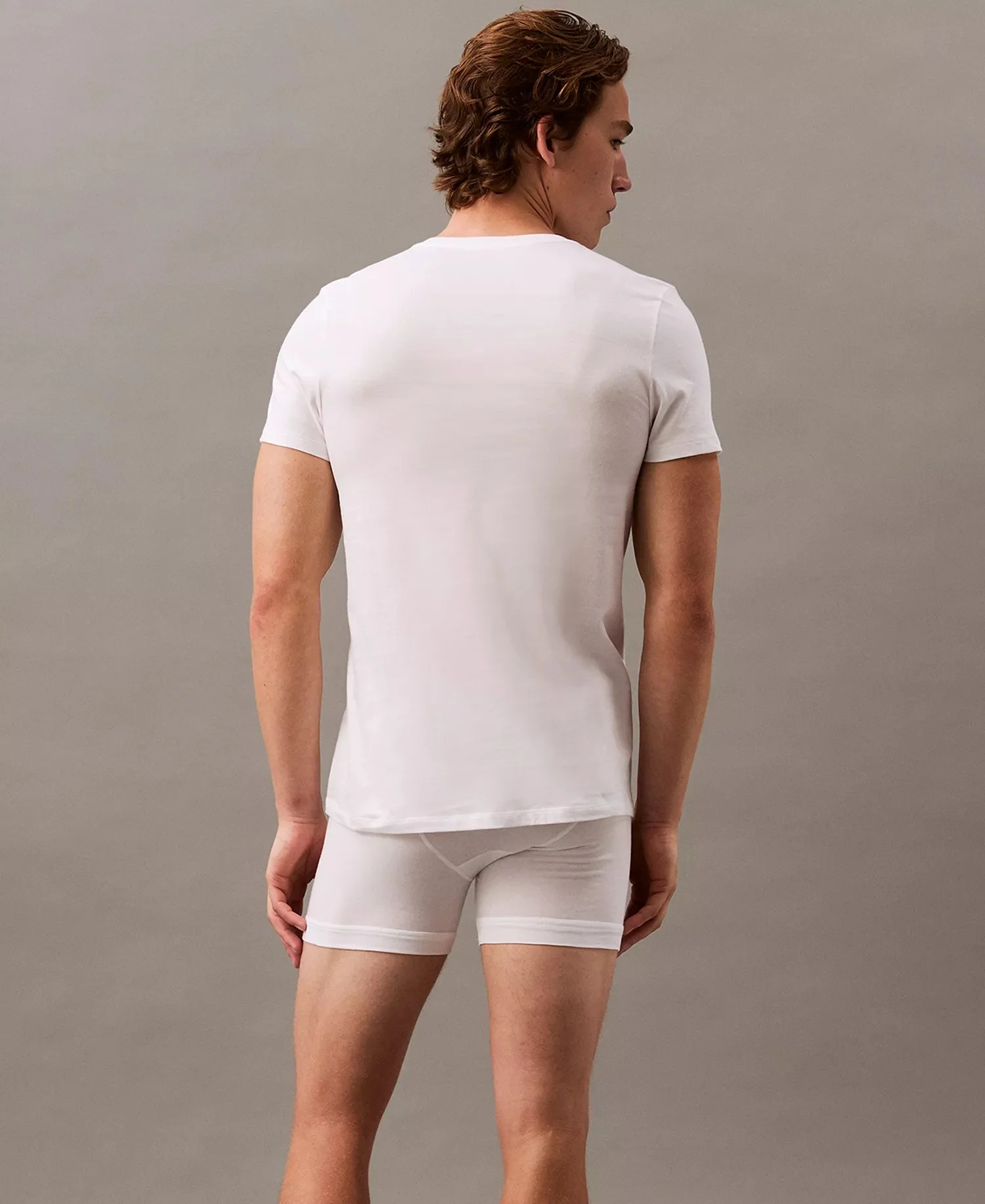 Мужские футболки с V-образным вырезом Cotton Classics Calvin Klein, 5 штук, белый — фото 4
